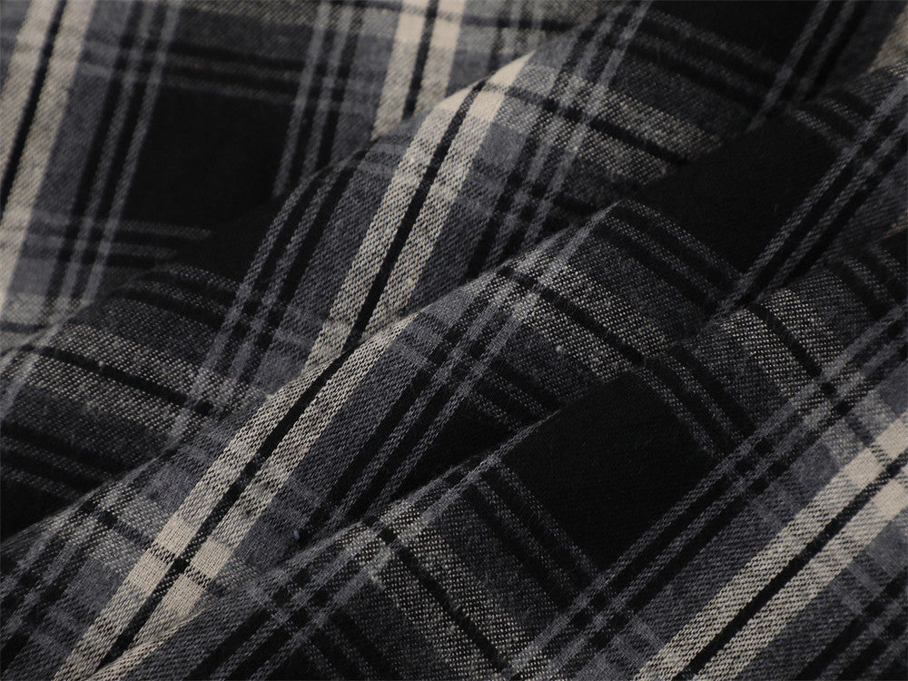 DAXUEN Short-sleeve plaid shirt with sequin embroidery