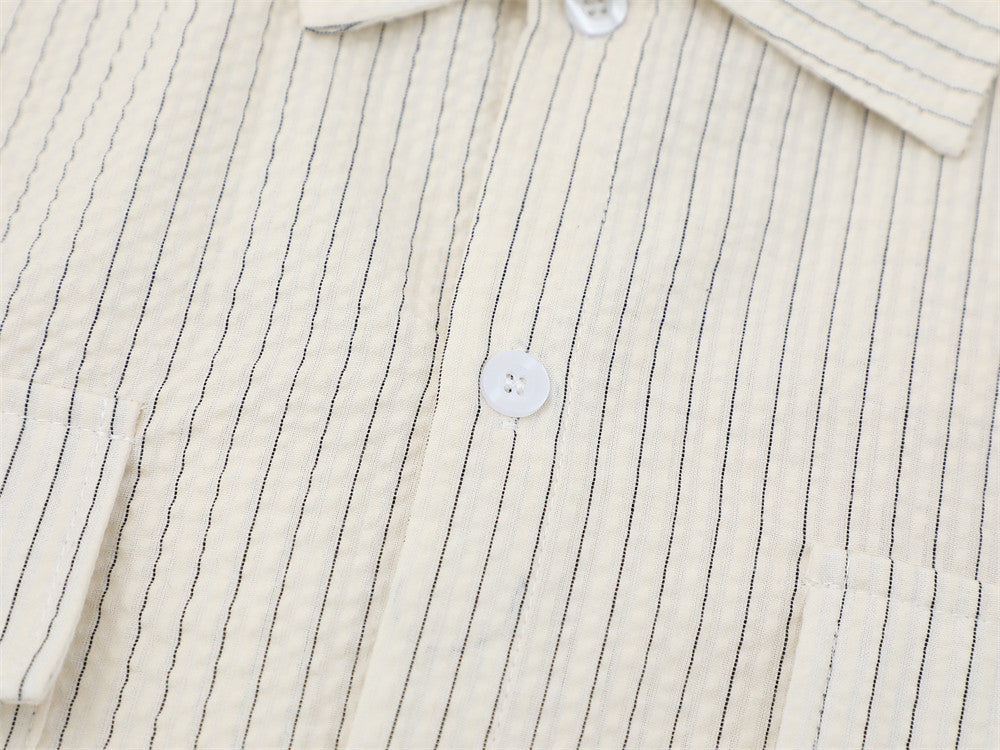 DAXUEN Short-sleeved button-up shirt with pinstripes and embroidery