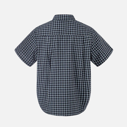 DAXUEN Men's short-sleeved plaid button-up shirt