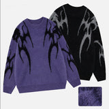 Faux Mink Abstract Pattern Crew Sweater