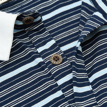 DAXUEN Navy and light blue striped polo shirt