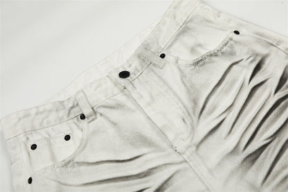 DAXUEN Wide-leg jeans with ruched texture and washed finish