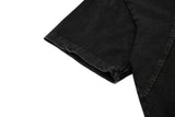 DAXUEN Black vintage washed short-sleeve t-shirt with zipper