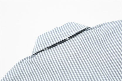 DAXUEN Striped oversized short-sleeve button-down shirt