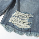 DAXUEN Distressed wide-leg denim shorts with rips