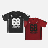 DAXUEN Short-sleeved graphic V-neck tee with embroidered elements