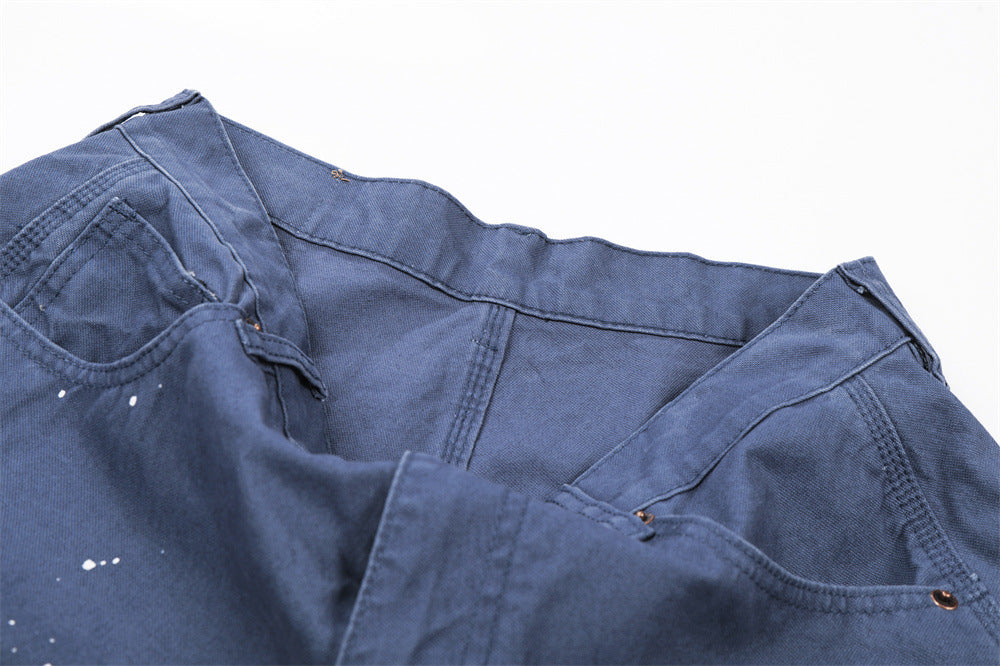 DAXUEN Wide leg utility pants with paint splatter effect