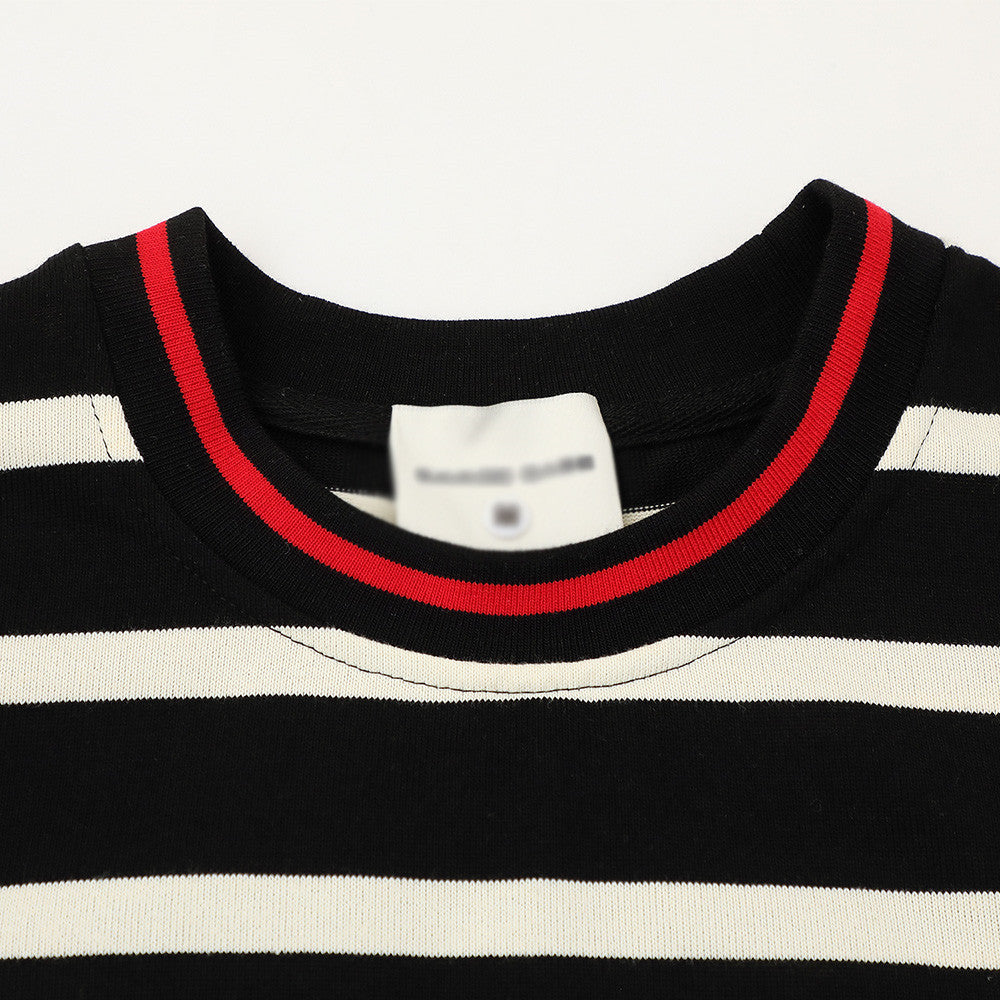 DAXUEN Striped crew neck t-shirt with embroidered text