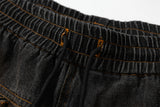 DAXUEN Charcoal grey wide-leg denim shorts with contrast stitching
