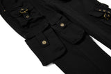 DAXUEN High-waisted black cargo pants with flared legs