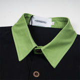 DAXUEN Embroidered cat-themed short sleeve button-up shirt