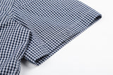 DAXUEN Navy and white gingham short-sleeved shirt