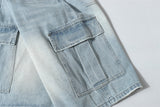 DAXUEN Light blue denim cargo shorts with multiple pockets