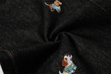 DAXUEN Dark-wash wide-leg jeans with dog embroidery