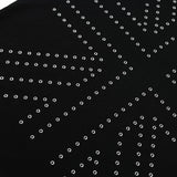 DAXUEN Short-sleeved black t-shirt with metal eyelet graphic