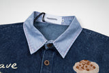 DAXUEN Short-sleeved embroidered denim shirt
