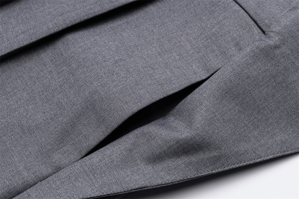 DAXUEN Medium grey wide-leg shorts with pleats and waistband