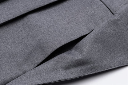 DAXUEN Medium grey wide-leg shorts with pleats and waistband