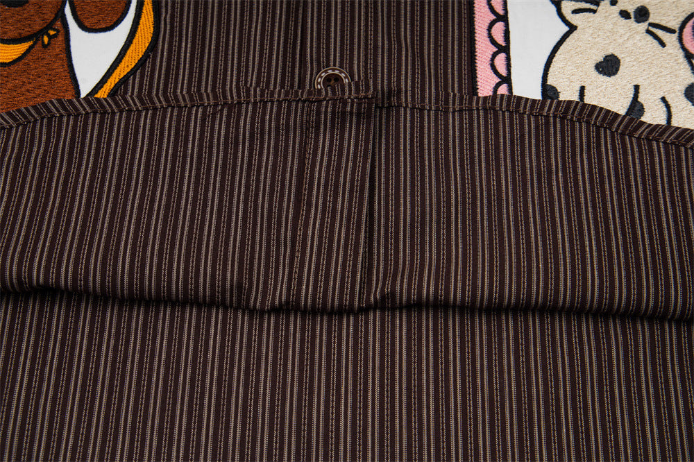 DAXUEN Short-sleeve striped shirt with cartoon patches