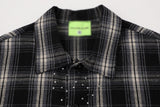 DAXUEN Short-sleeve plaid shirt with sequin embroidery