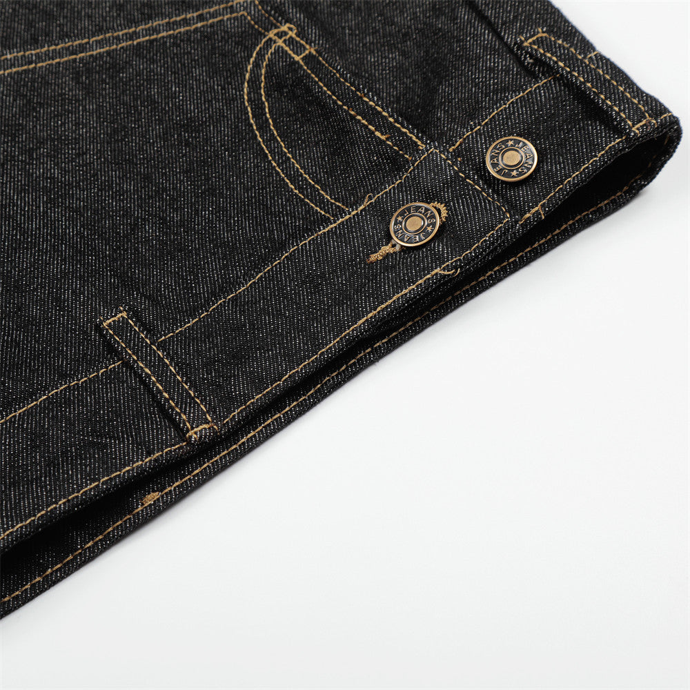 DAXUEN Wide-leg denim shorts with embroidery and contrasting stitching