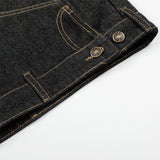 DAXUEN Wide-leg denim shorts with embroidery and contrasting stitching