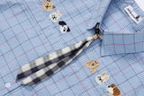 DAXUEN Cartoon-embroidered plaid button-up shirt