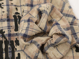 DAXUEN Short-sleeved plaid button-up shirt with graphic elements