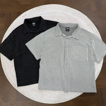 DAXUEN Short-sleeved button-up shirt with vertical stripes