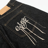 DAXUEN Wide-leg denim shorts with embroidery and contrasting stitching