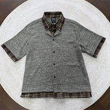DAXUEN Layered plaid short-sleeved casual shirt