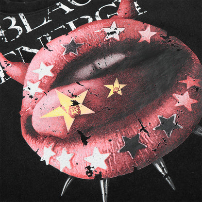 DAXUEN Black oversized T-shirt with distressed graphics