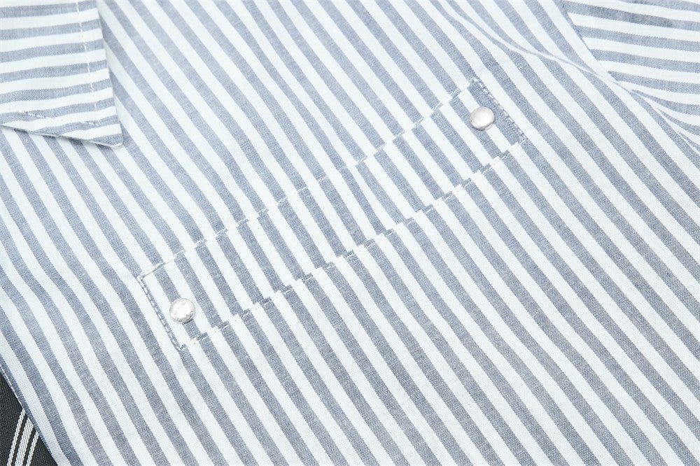 DAXUEN Striped oversized short-sleeve button-down shirt