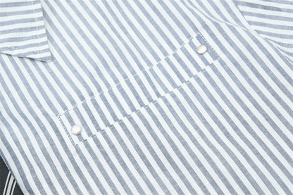 DAXUEN Striped oversized short-sleeve button-down shirt