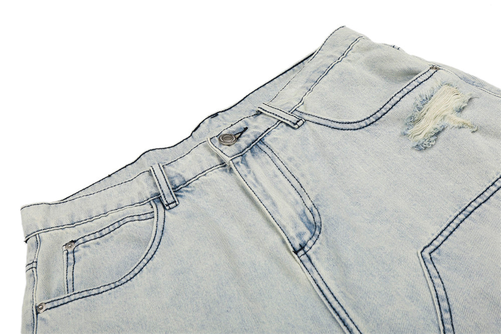 DAXUEN Men's loose-fit wide-leg acid-washed cargo shorts