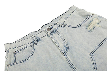 DAXUEN Men's loose-fit wide-leg acid-washed cargo shorts