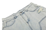 DAXUEN Men's loose-fit wide-leg acid-washed cargo shorts