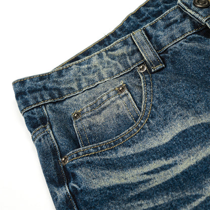 DAXUEN Wide-leg high-waisted jeans in medium blue denim