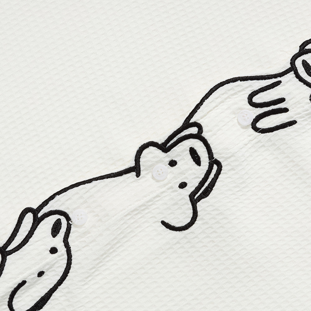 DAXUEN Short-sleeved button-up shirt with cartoon dog graphic