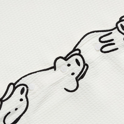 DAXUEN Short-sleeved button-up shirt with cartoon dog graphic