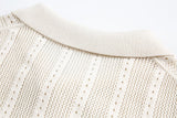 DAXUEN Short-sleeved knitted polo shirt with vertical stripes
