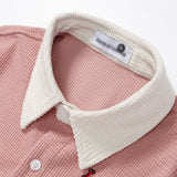 DAXUEN Short-sleeved button-up shirt with cartoon dog embroidery
