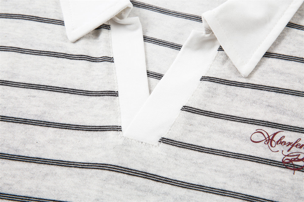 DAXUEN Relaxed-fit short-sleeved striped polo shirt
