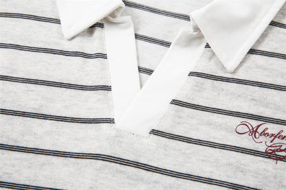 DAXUEN Relaxed-fit short-sleeved striped polo shirt