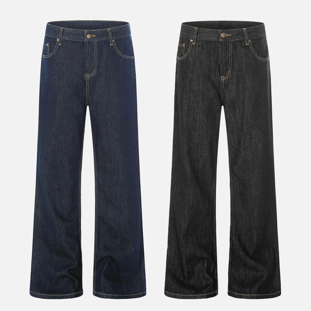 DAXUEN Wide-leg denim jeans with unique patches