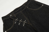 DAXUEN Wide-leg denim jeans with metal details