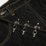 DAXUEN Wide-leg denim jeans with metal details