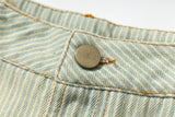 DAXUEN Faded greenish-blue wide-leg denim shorts with embroidery