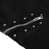 DAXUEN Black wide-leg pants with decorative zippers and studs
