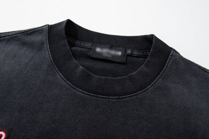DAXUEN Charcoal grey short-sleeved vintage graphic T-shirt